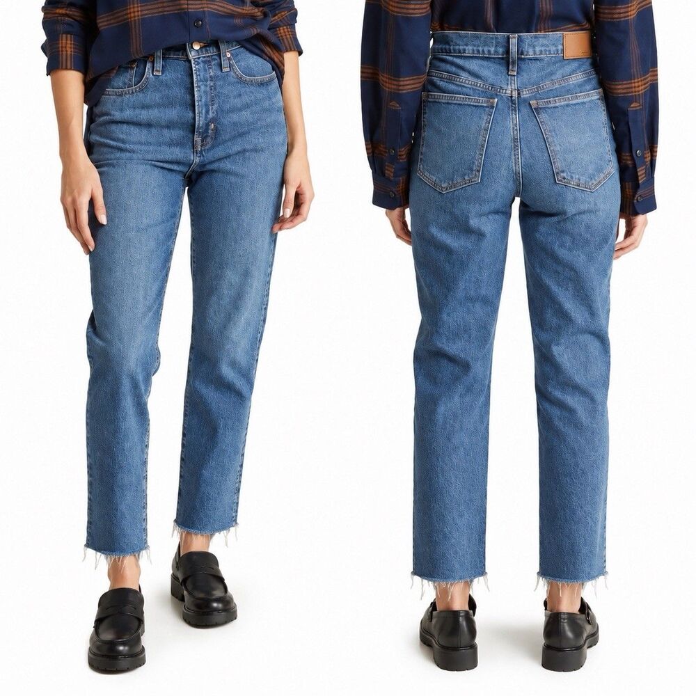 Madewell The Perfect Vintage Jean Alstyne Wash Size 29 32x28 Blue Raw Hem Ankle